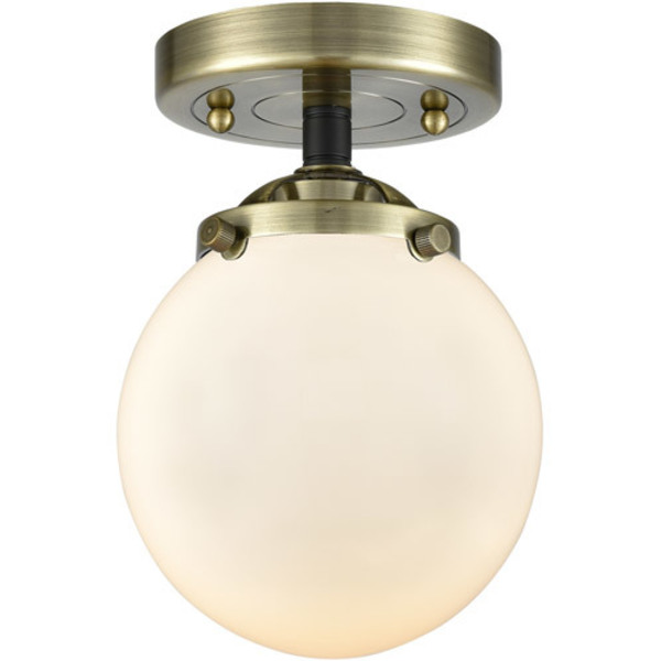 Innovations Lighting One Light Vintage Dimmable, White Glass Led Semi-Flush Mount 284-1C-BAB-G201-6-LED